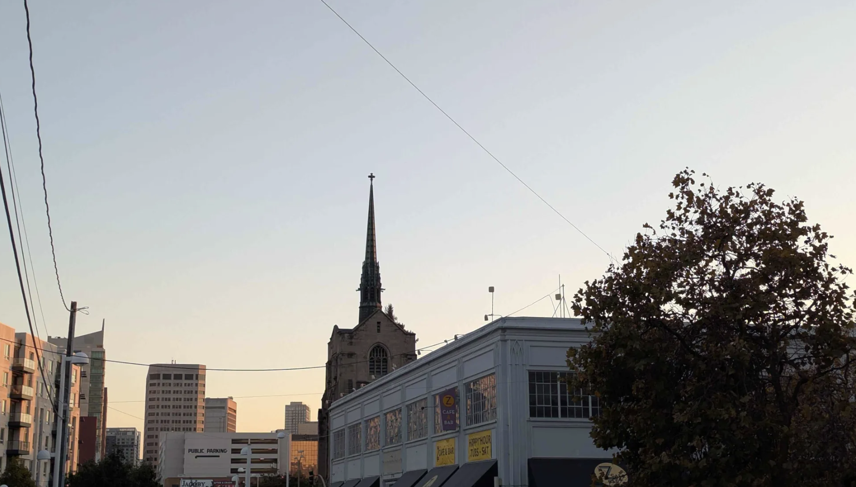 Late day skylight over some downtown Oakland.