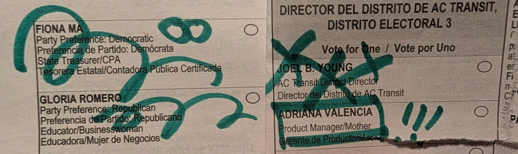 Adriana Valencia for AC Transit & Fiona Ma for CA lieutenant governor