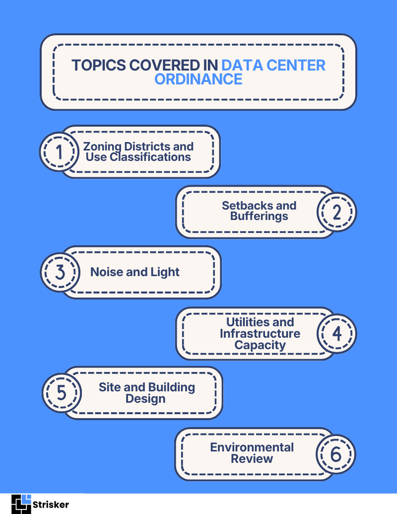 Topics Covered in Data Center Ordinance