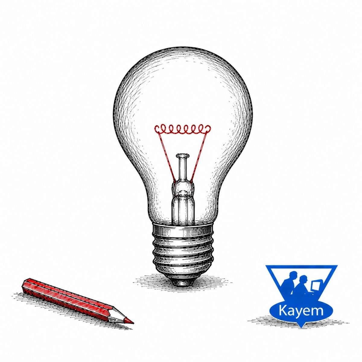 Hand-drawn lightbulb with a red filament, representing understanding the question behind a search.