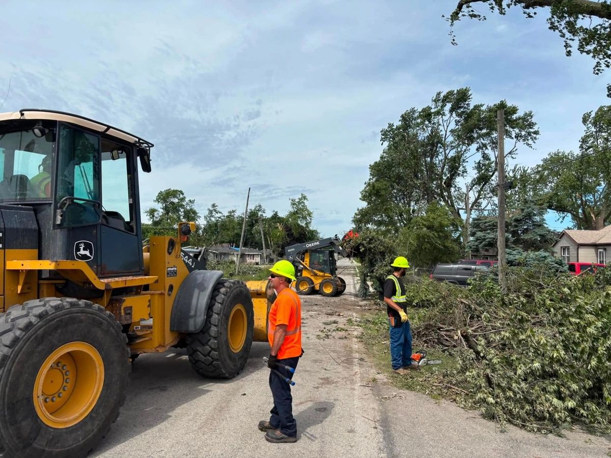 Streator Public Works employees clean up damage from the June 11th tornado.