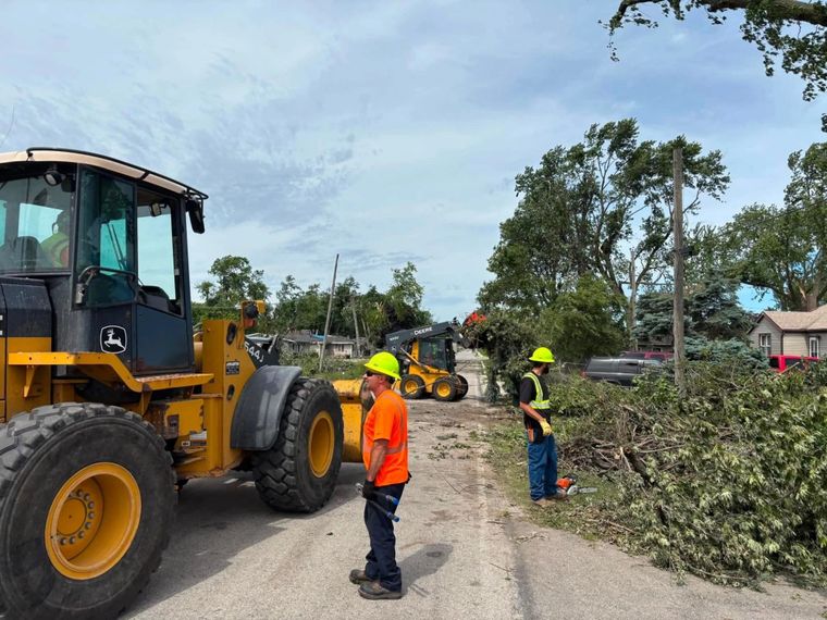 Streator Public Works employees clean up damage from the June 11th tornado.