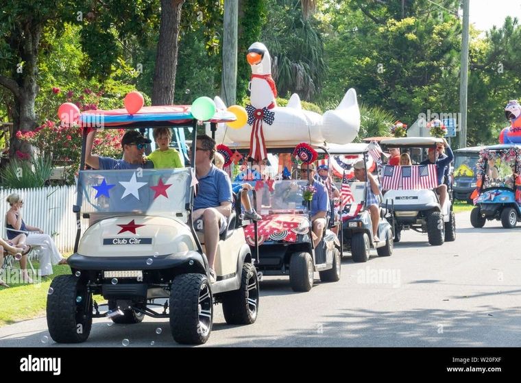 A Parade of Golf Carts in South Carolina