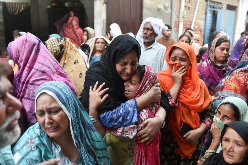 Aftermath of a tuition center roof collapsing in Lahore