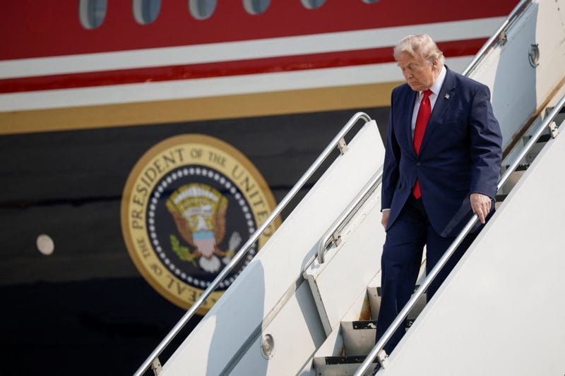 U.S. President Donald Trump at Bismarck Municipal Airport in Bismarck