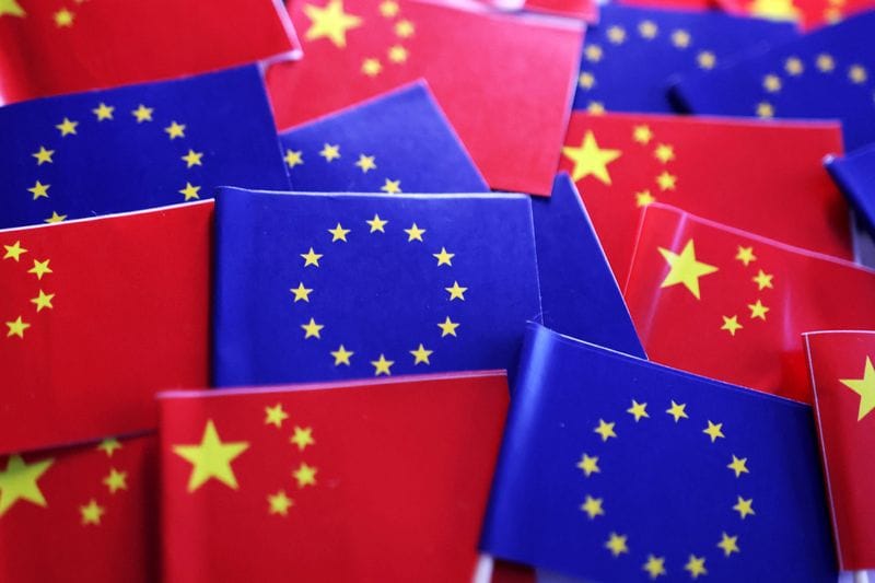 Illustration shows EU and Chinese flags