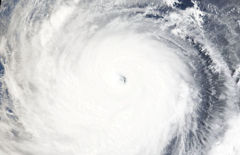 A satellite image shows Super Typhoon Bavi over the Philippine Sea
