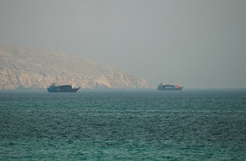 Vessels at the Strait of Hormuz, as seen from Musandam