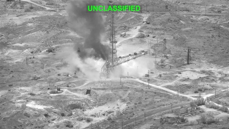 Explosions at an unknown location, during what U.S. Central Command says are strikes on Iran