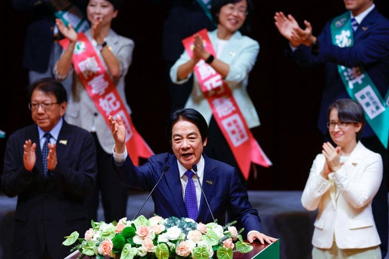 Taiwan President Lai Ching-te speaks at the annual congress of the ruling Democratic Progressive Party (DPP) in Taipei