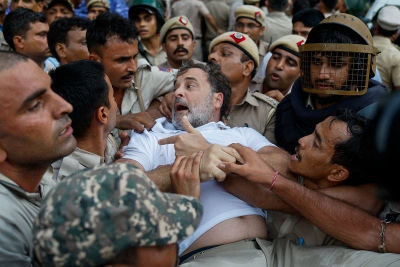 Protest outside Indian PM Modi's residence in New Delhi