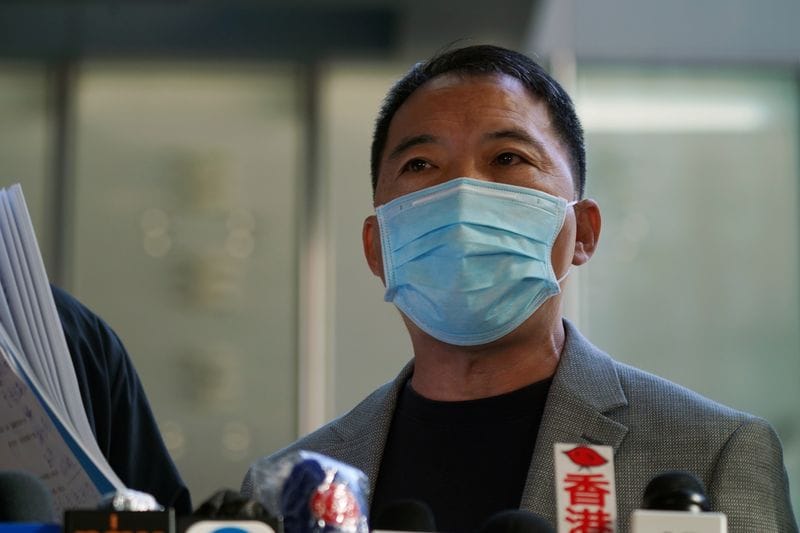 Chairman of Democratic Party Wu Chi-wai speaks to the media in Hong Kong