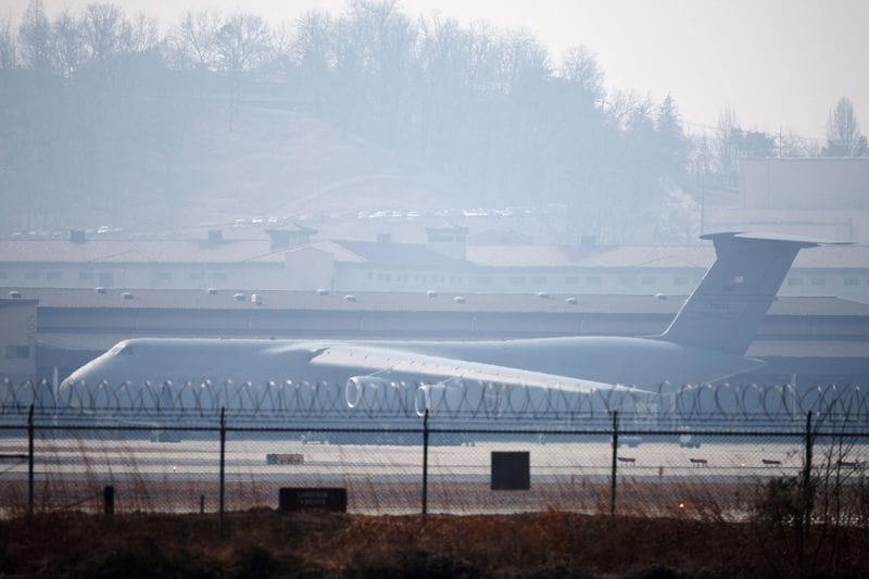 U.S. Air Force's C-5M Super Galaxy aircraft at Osan Air Base in Pyeongtaek