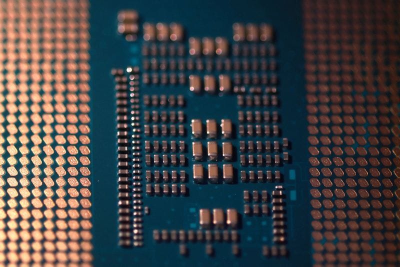 Illustration shows computer motherboard and chip