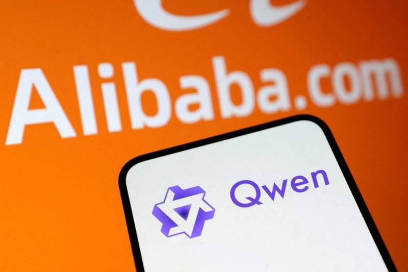 FILE PHOTO: Illustration shows Qwen and Alibaba logos