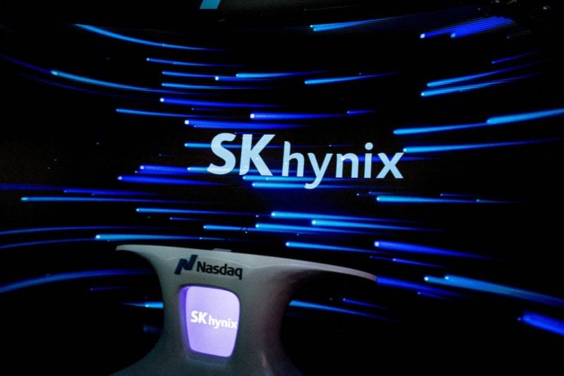 FILE PHOTO: SK Hynix at the Nasdaq market in New York