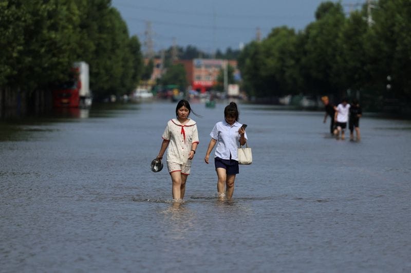 Aftermath of the heavy rainfall brought by remnants of Typhoon Dolphin, in Xuchang