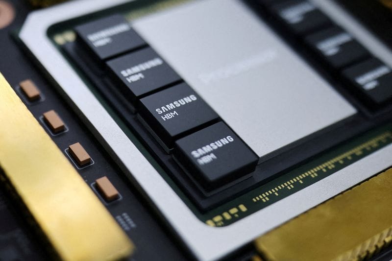 FILE PHOTO: FILE PHOTO: Samsung Electronics HBM4, a sixth-generation high-bandwidth memory solution for AI and HPC applications, on display during the 2025 Korea Tech Festival