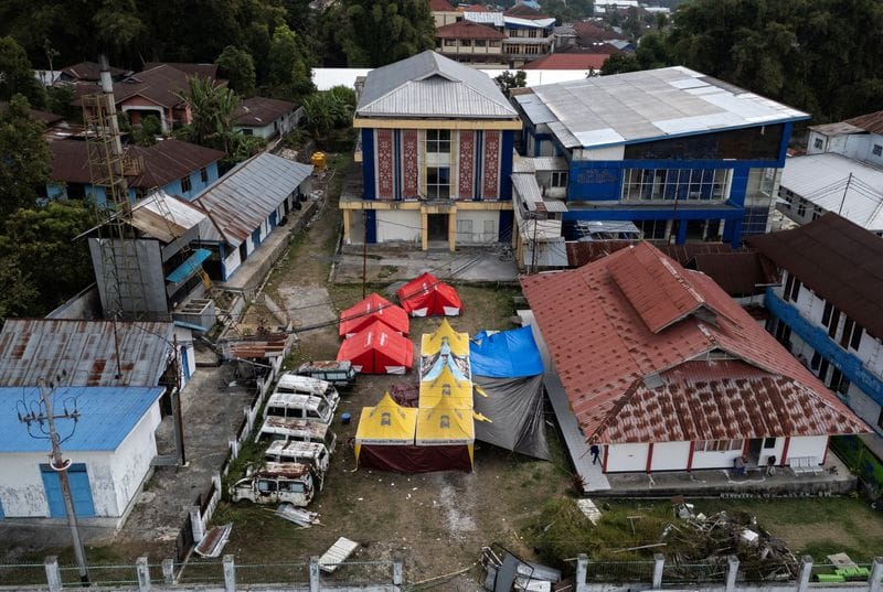Aftermath of an earthquake that struck off the coast of Indonesia