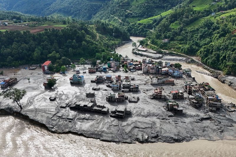 Aftermath of devastating floods in Trishuli