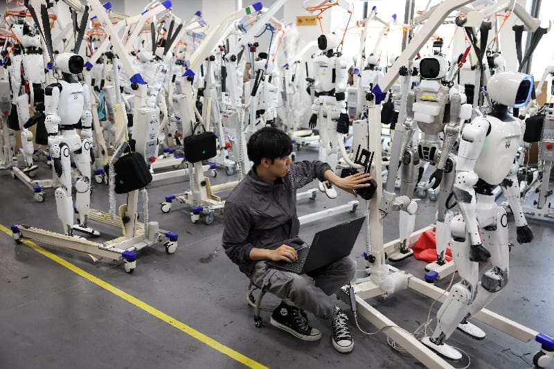 Humanoid robots at Beijing Humanoid Robot Innovation Center in Beijing