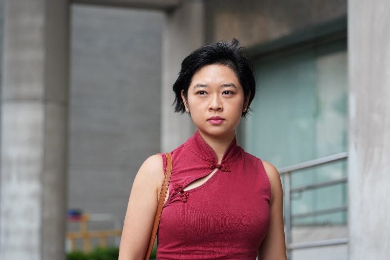 Former Wall Street Journal journalist Selina Cheng arrives for a court hearing in Hong Kong