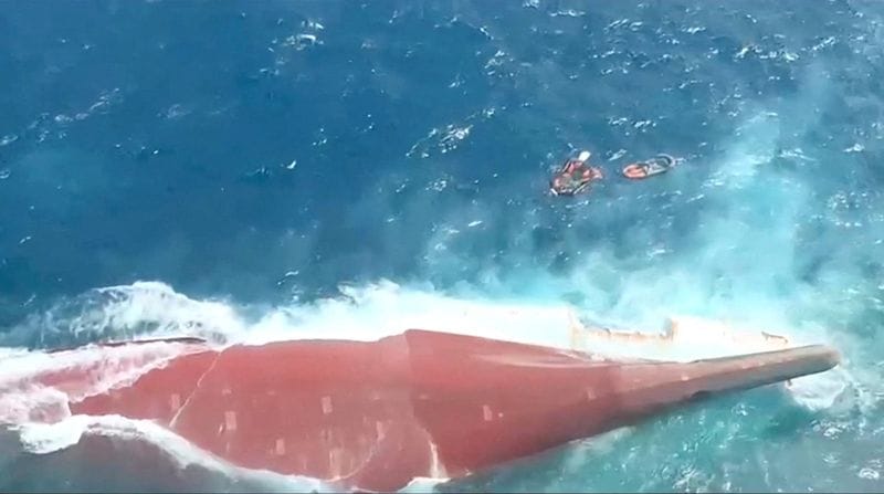 An aerial view of the Virgo Transport 8 ferry that capsized in Indonesia's Java sea