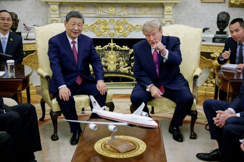 US President Donald Trump and China's President Xi Jinping meet at the White House in Washington, D.C.