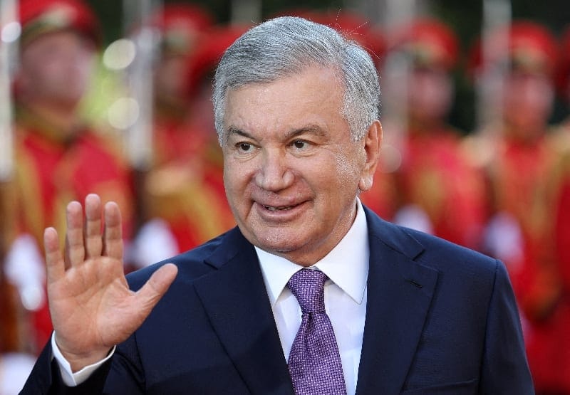 FILE PHOTO: Uzbek President Shavkat Mirziyoyev takes part in a welcoming ceremony during his visit to Tbilisi, Georgia, July 2, 2026. REUTERS/Irakli Gedenidze/File Photo