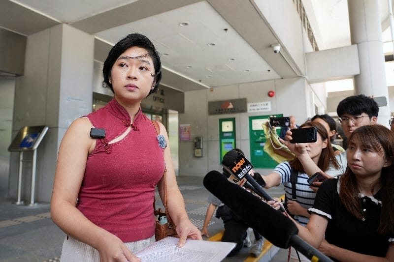 Former Wall Street Journal journalist Selina Cheng speaks to reporters outside Eastern Magistrates' Courts following a court hearing in her private prosecution against her former employer, Dow Jones, in Hong Kong, China September 10, 2026. REUTERS/Jo