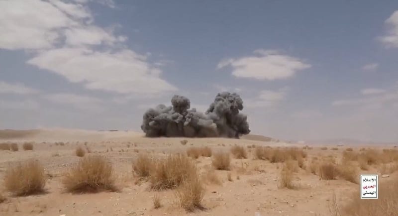 Smoke rises following a strike during fighting between Houthis and Saudi-backed forces at a location given as Al Jawf, Yemen, in this still image taken from a handout video released September 9, 2026. Al Masirah/Handout via REUTERS REUTERS/Al Masirah