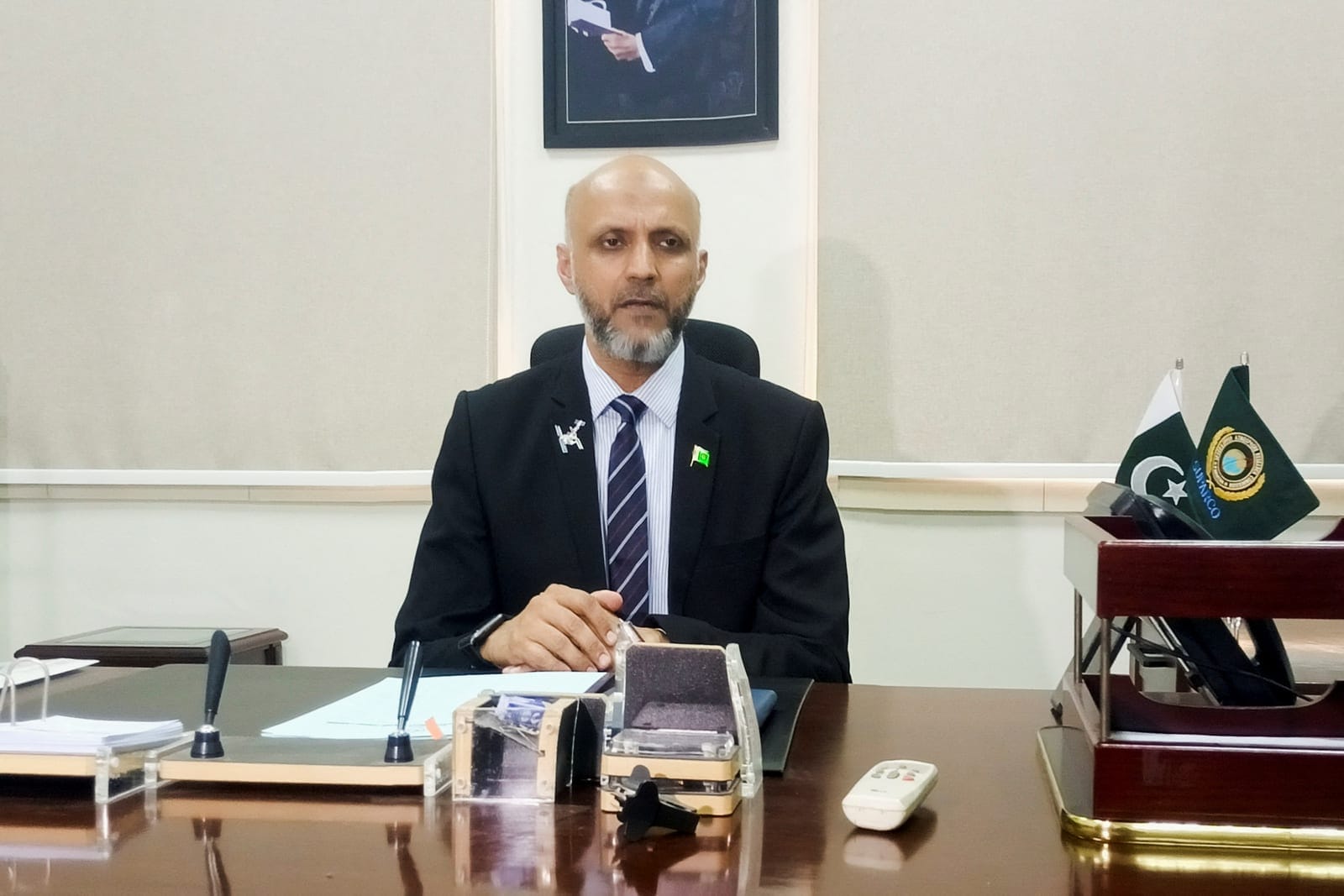 Amer Gilani, who oversees human spaceflight cooperation at Pakistan's national space agency, SUPARCO, speaks during an interview with Reuters in Lahore, Pakistan, September 9, 2026. Picture taken with a mobile phone. REUTERS/Stringer