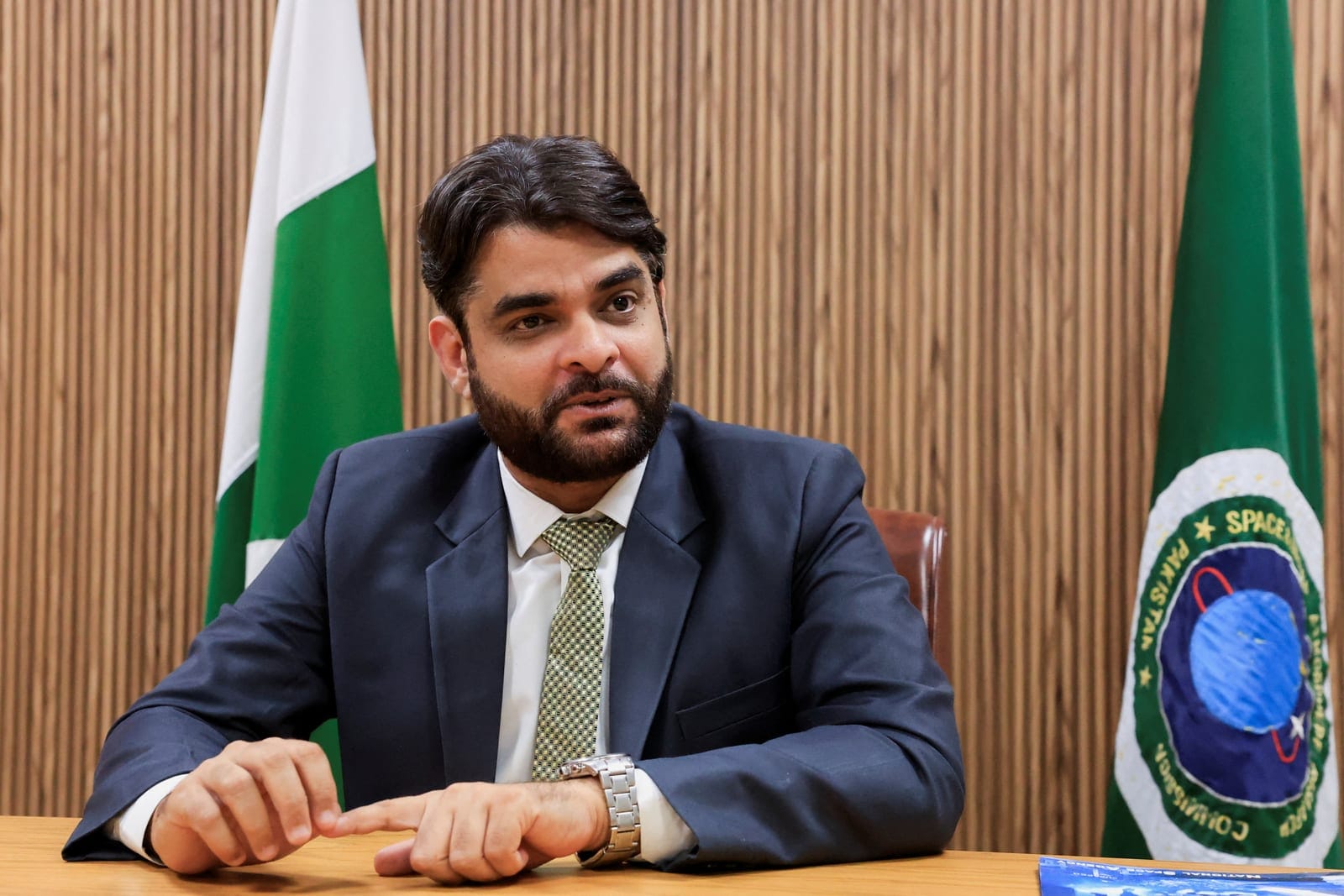 Uzair Ansari, director of artificial intelligence at Pakistan's national space agency, SUPARCO, speaks during an interview with Reuters in Karachi, Pakistan, May 4, 2026. REUTERS/Akhtar Soomro