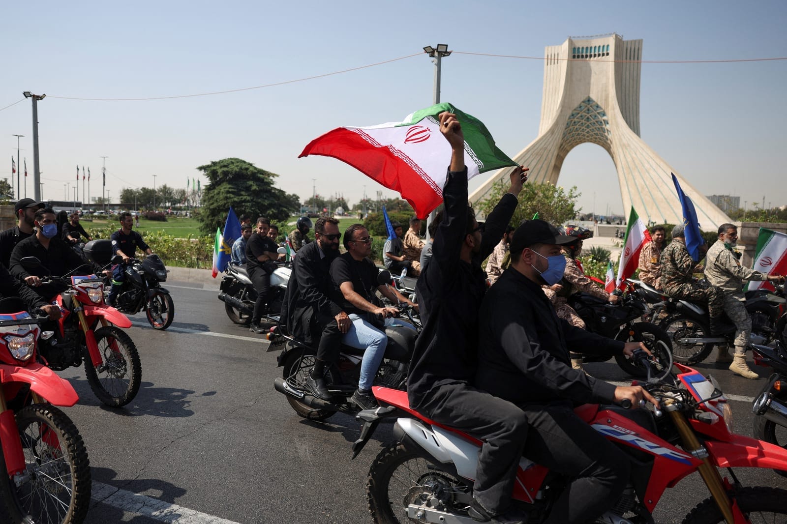 Members of Iranian militia forces (Basij) ride on motorcycles as they participate in a march in Tehran, Iran, September 25, 2026. Majid Asgaripour/WANA (West Asia News Agency) via REUTERS REUTERS/Majid Asgaripour