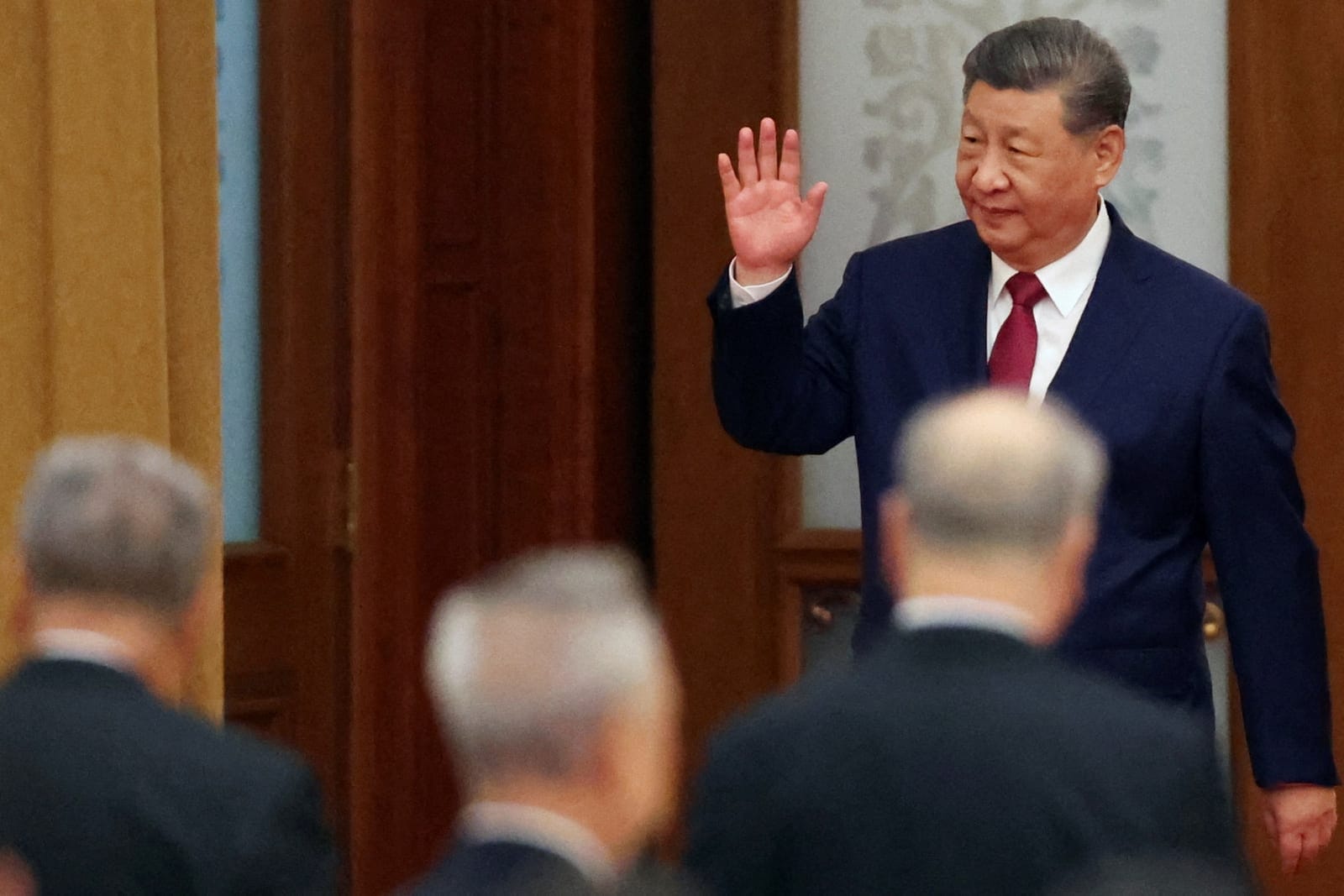 Chinese President Xi Jinping arrives for the National Day reception on the eve of the 77th founding anniversary of the People's Republic of China, at the Great Hall of the People in Beijing, China September 30, 2026. REUTERS/Florence Lo/Pool