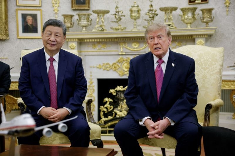 US President Donald Trump and China's President Xi Jinping meet at the White House in Washington, D.C.