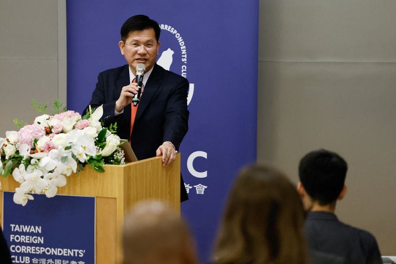 Taiwan Foreign Minister Lin Chia-lung holds a press conference with the Taiwan Foreign Correspondents' Club in Taipei