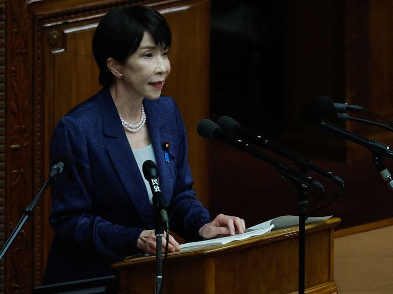 Japan's Prime Minister Sanae Takaichi delivers policy speech at the parliament, in Tokyo