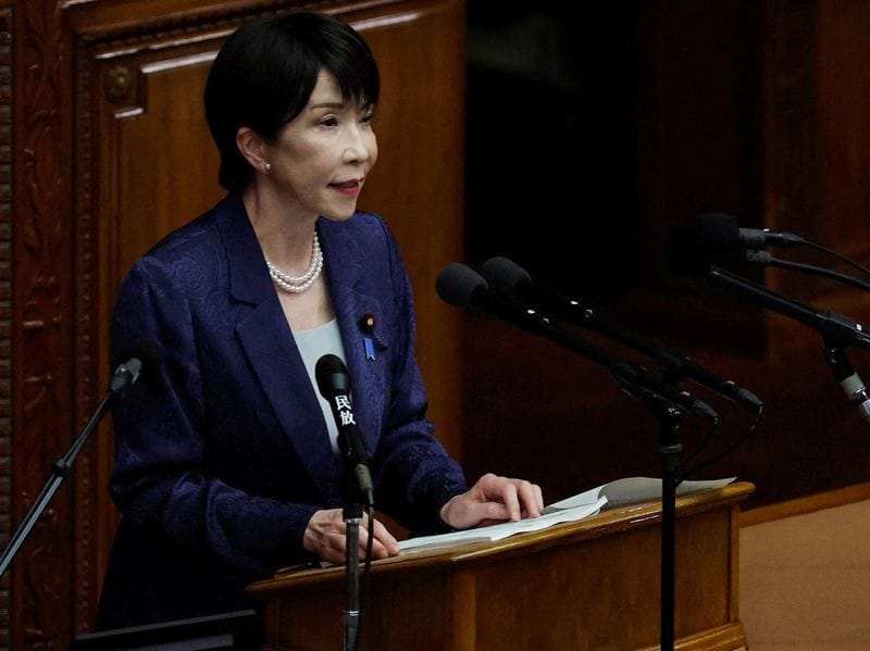 Japan's Prime Minister Sanae Takaichi delivers policy speech at the parliament, in Tokyo