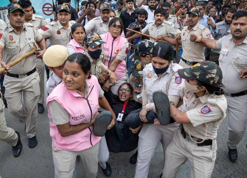 Protest demanding the resignation of India's Chief Election Commissioner Gyanesh Kumar, in New Delhi