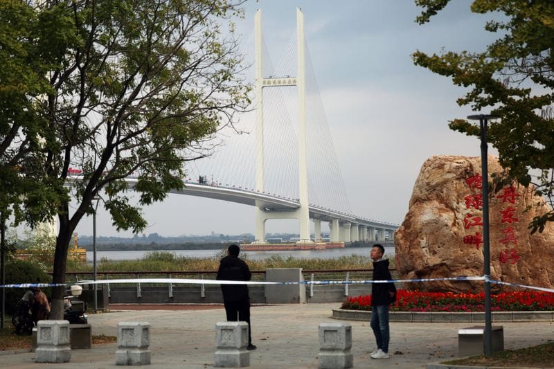 Newly opened New Yalu River Bridge as seen from Dandong