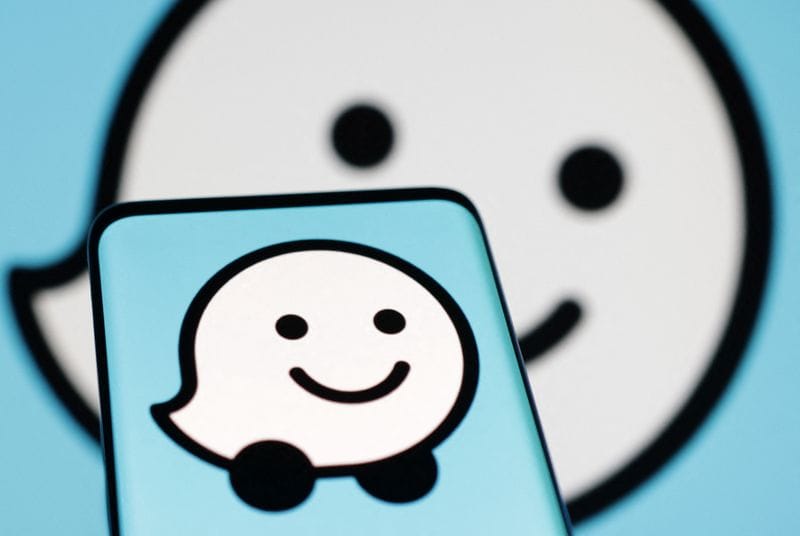 Illustration shows Waze app logo