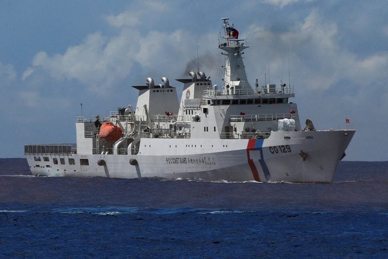 FILE PHOTO: A Taiwanese Coast Guard patrol ship, Kaohsiung (CG 129), is seen during a rescue drill near the coast of Itu Aba, which the Taiwanese call Taiping, at the South China Sea