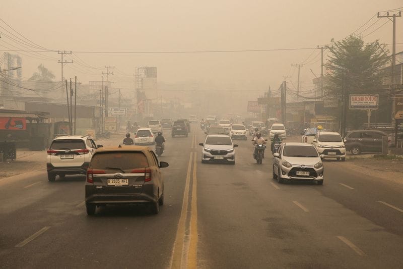 Haze due to wildfires in Palangka Raya, Central Kalimantan