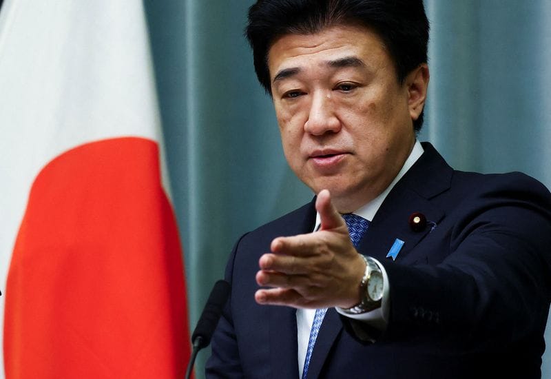 Japanese Chief Cabinet Secretary Minoru Kihara attends a regular press conference, in Tokyo