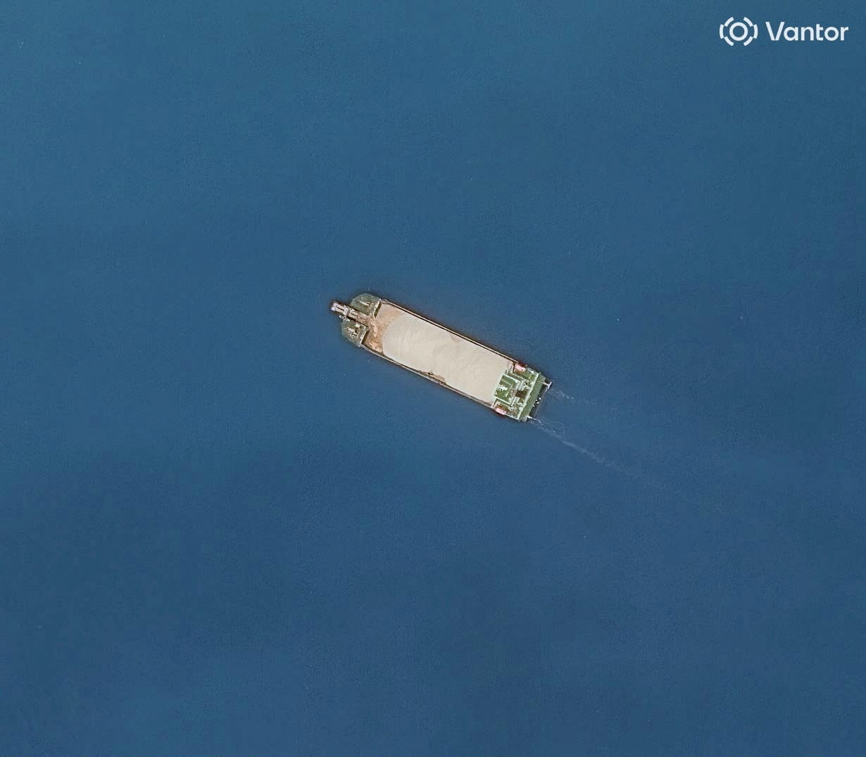 A satellite view of a gravel-loaded barge at Antelope Reef in the South China Sea September 25, 2026. Vantor/Handout via REUTERS REUTERS/Vantor