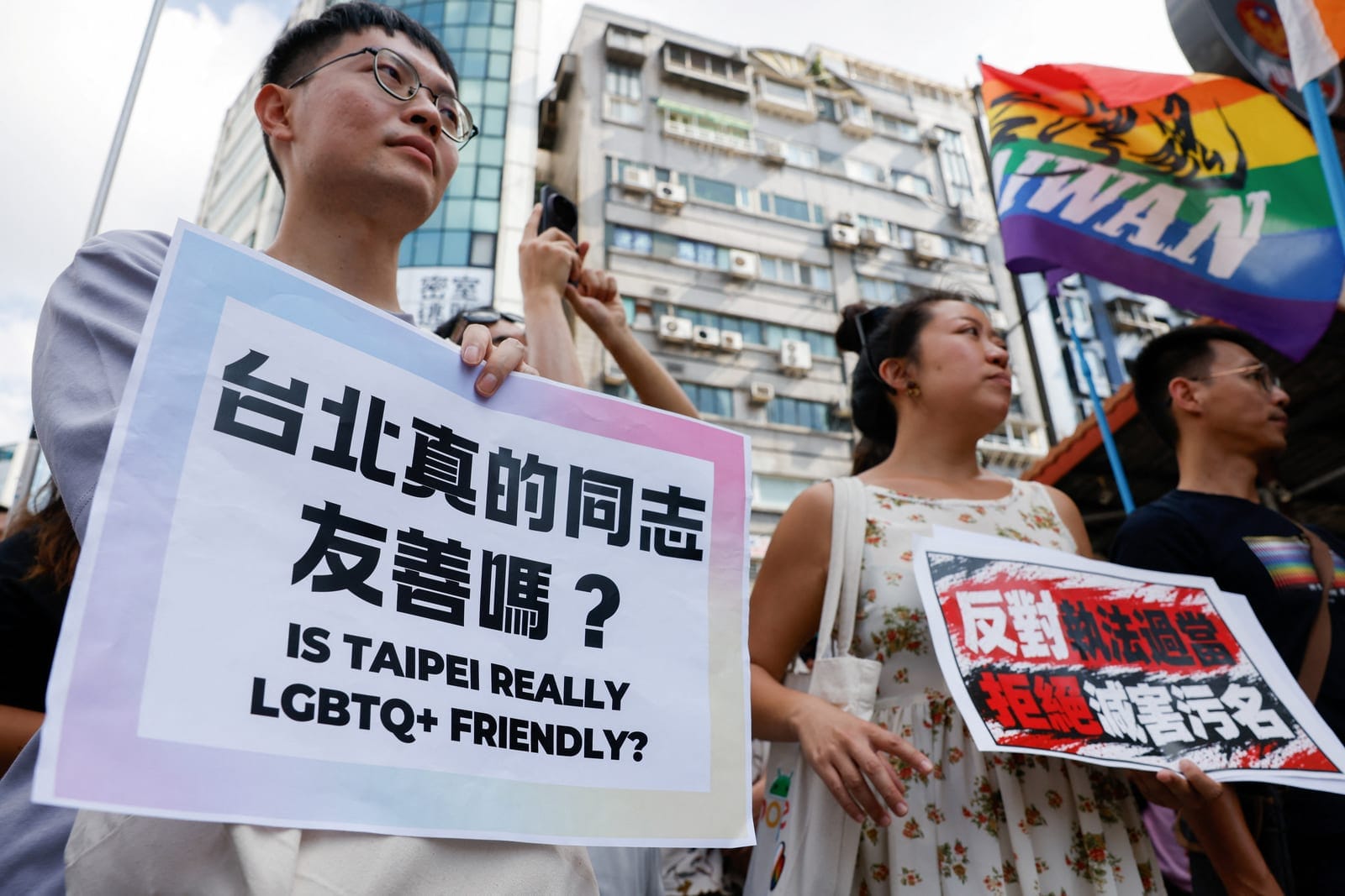 People march and protest after police raided a gay bar ahead of the annual Taiwan Pride parade, in Taipei, Taiwan, October 4, 2026. REUTERS/Ann Wang