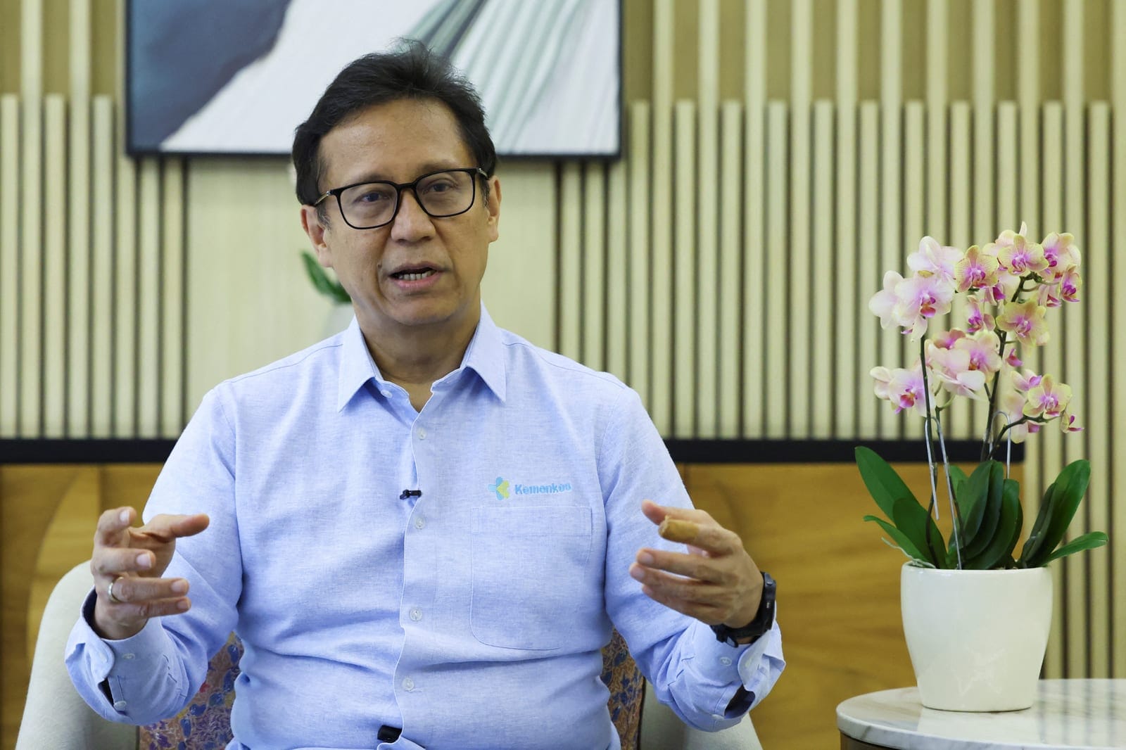 Indonesia's Health Minister Budi Gunadi Sadikin speaks during an interview with Reuters at his office in Jakarta, Indonesia, October 5, 2026. REUTERS/Ajeng Dinar Ulfiana