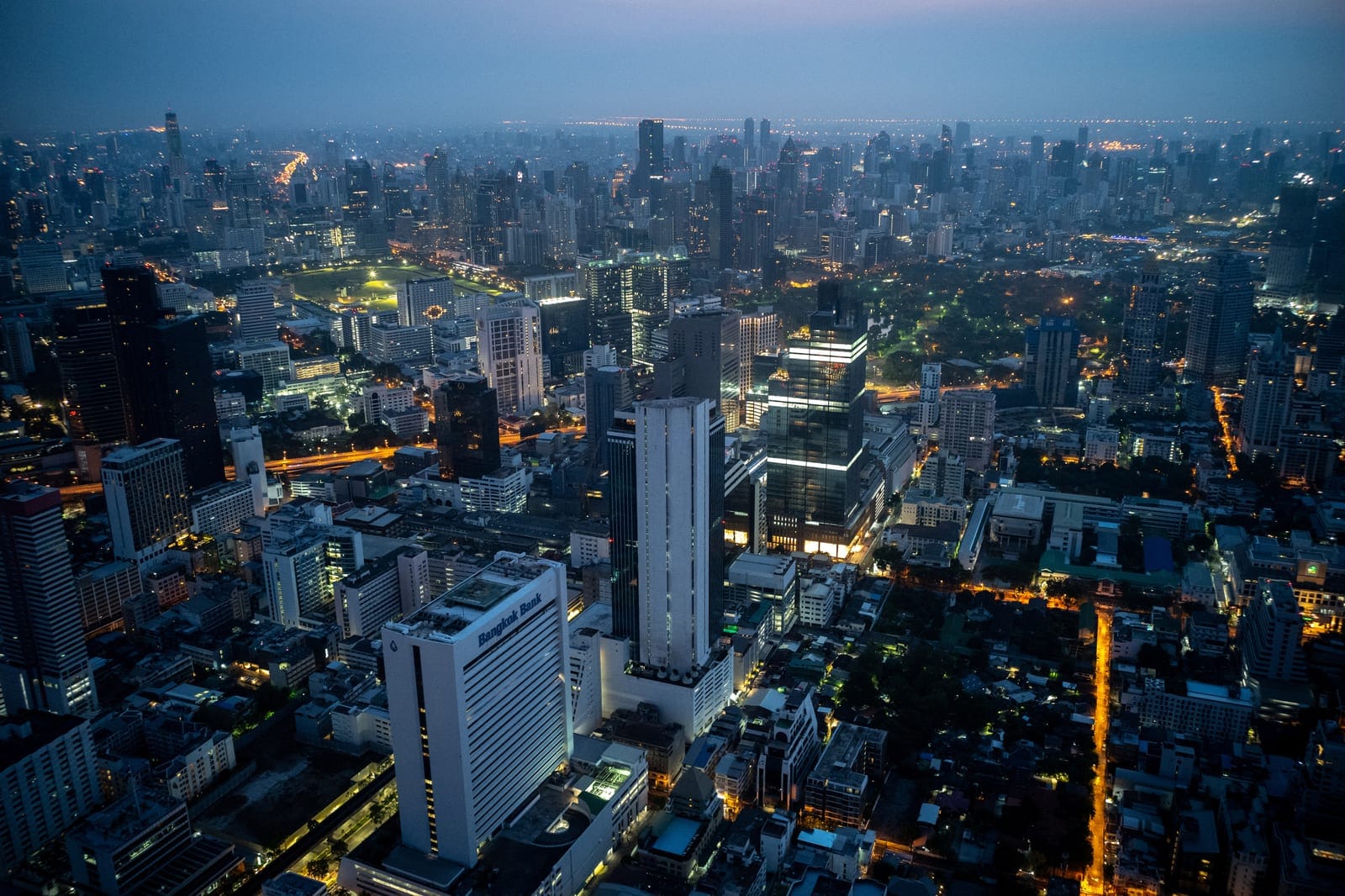 Bangkok's skyline photographed before sunrise in Bangkok, Thailand, April 8, 2023. REUTERS/Athit Perawongmetha