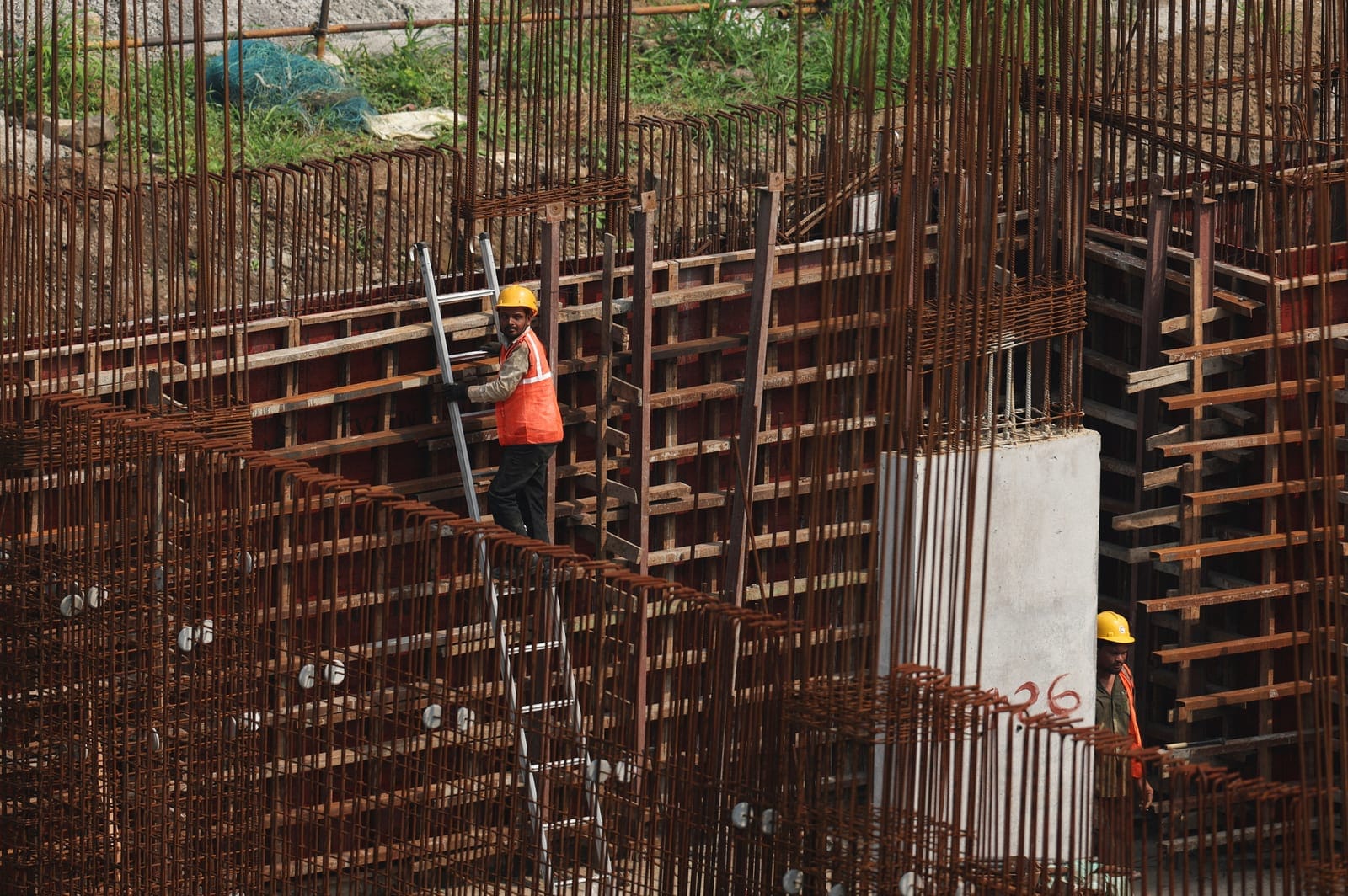 Workers operate at the site of an Amazon data centre in Thane, India, September 30, 2026. REUTERS/Francis Mascarenhas